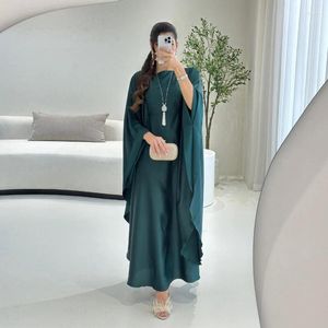 Vêtements ethniques Ramadan Eid Satin Robe musulmane Femmes Mode Modeste Casual Loose Plus Taille Abayas Saoudien Marocain Kaftan Africain Kabaya
