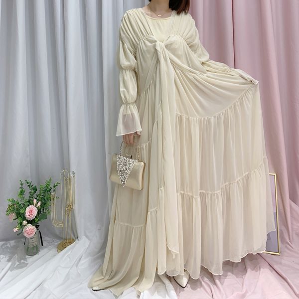 Ethnic Clothing Ramadan Eid Tunic Puff Sleeve Cardigan Muslim Abayas Kimono Musulmane Dubai Fashion Dress Arab Worship Service wy701 230505