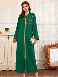 Ethnische kleding Ramadan Green Abaya Dubai Arabische Turkije Islam Moslim Lange jurk Caftan Marocain Robe Femme Musulmane Kaftan Abayas voor vrouwen 230324