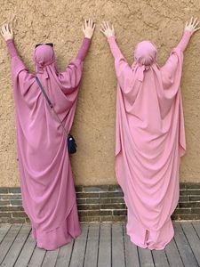 Vêtements ethniques Ramadan capuche Abaya et Khimar ensemble pour femmes Jilbab 2 pièces Nida Abayas Eid vêtement de prière musulmane Dubaï Turquie islamique