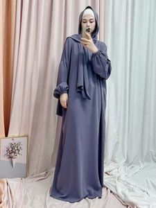 Ropa étnica Ramadán con capucha Abaya para mujeres Oración islámica Vestido largo Bufanda cosida Jilbab Musulmán Hijab Abayas Dubai Kaftan Robe Outfit