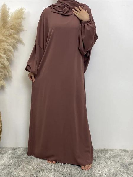 Ropa étnica Ramadán con capucha Abaya cosido Hijab bufanda vestido de oración musulmana Eid Abayas veladas para mujeres Jilbab Kaftan Robe Islam Dubai Djellaba