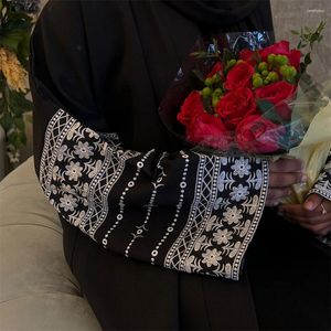 Vêtements ethniques Ramadan islamique Eid musulman Abaya dames broderie robe élégante Turquie Kimono Dubaï caftans marocains pour femmes noir