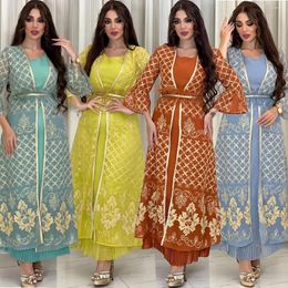 Vêtements ethniques Ramadan Robe islamique Moyen-Orient Eid Al Fitr Arabe Dubaï Robe brodée Robe musulmane Banquet de fête de luxe