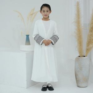 Vêtements ethniques Ramadan Keffiyeh Open Abaya Kimono Palestine broderie Tassels Cardigan musulman Abayas pour filles Dubaï Luxury Islam Kaftan