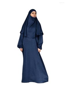 Etnische kleding Ramadan Long Khimar 2 -delige jurk Set Formele moslimvrouwen hijab Abaya Gebedkleding Sets Dubai Turkije Namaz Jurken Abayas