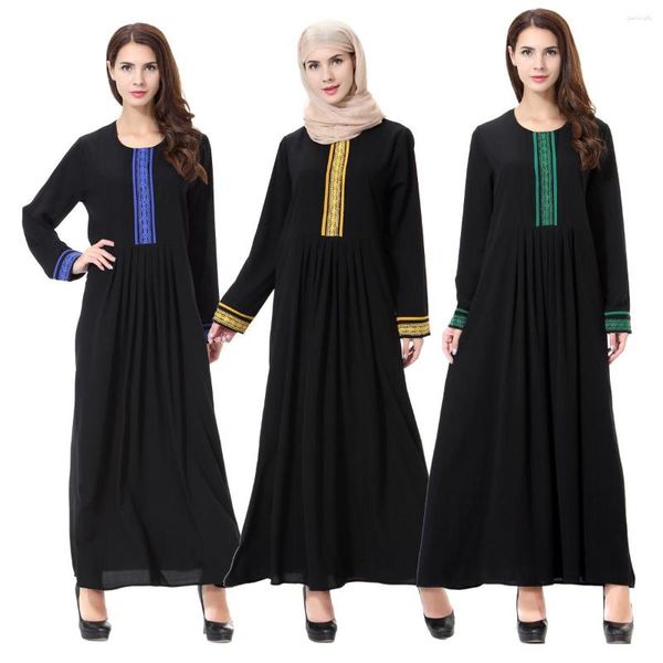 Vêtements ethniques Ramadan Moyen-Orient Robe musulmane Jilbab Abaya Malaisie Robe à manches longues Couleur unie Arabia Dubaï Abayas pour femmes