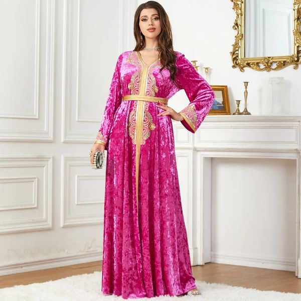Vêtements ethniques Ramadan Moyen-Orient Arabie Saoudite Vêtements Automne et hiver Robe de velours Dubaï Luxe Islam Mode Robe pour femme