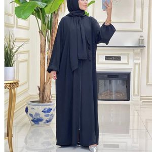 Vêtements ethniques Ramadan Moyen-Orient Musulman Maroc Dubaï 2024 Solide Abaya Prière Bandeau Robe Zipper Robe Longue Femme