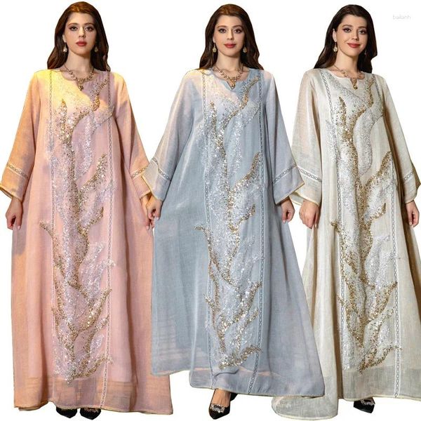 Ropa étnica Ramadán Medio Oriente Arabia Saudita Musulmanes Moda de lujo Robe Lentejuelas Bordadas Jalabiya Recepción Vestido de noche Dubai