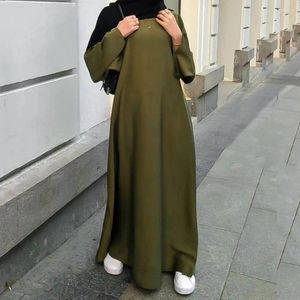 Vêtements ethniques Ramadan Moyen-Orient Turquie Robe musulmane Jilbab Abaya Couleur unie Robe à manches longues Mode Femmes Abayas