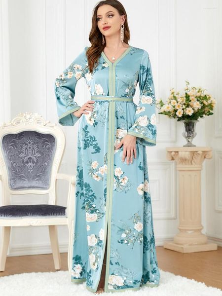 Vêtements ethniques Ramadan Maroc Robe Femmes Musulmanes Abaya Prière À Lacets À Manches Longues Robe Inde Abayas Dubaï Turquie Longue Vestidos Largos