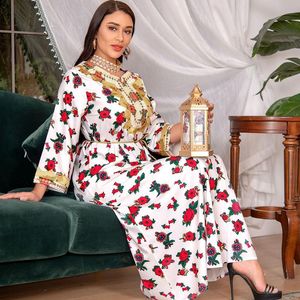 Vêtements Ethniques Ramadan Moubarak Hijab Robe Abaya Dubai Siskakia Imprimé Floral Caftan Marocain Robe Modeste Musulman Jalabiya Islamique Clo