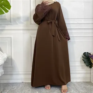 Vêtements ethniques Ramadan Musulman Abayas pour femmes Front Zipper Appliques Manches Robe turque Islamique Kimono Robe Eid Dubaï Abaya Kaftan