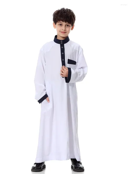 Ropa étnica Ramadán Musulmán Dubai Arabia Saudita Niños Robe Dishdasha Niños Abaya Kaftan Islámico Largo Thobe Medio Oriente Vestido adolescente