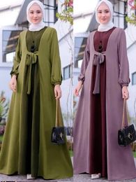 Ropa étnica Ramadán musulmán Hijab Abaya vestido modesto para mujeres Eid Arabia Saudita Islam manga larga Kaftan Robe elegante Maxi Vestidos 2024