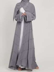 Vêtements ethniques Ramadan Kimono musulman Abaya Dubai Summer Party Élégant Bandeau Robe Perlée Ouvert Abayas Turkiye Femmes Robe Islamique Caftan Robe 230520