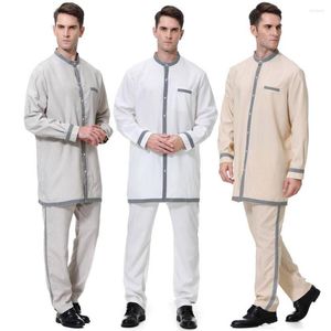 Vêtements ethniques Ramadan hommes musulmans Jubba Thobe 2 pièces ensemble arabie saoudite Djellaba Pakistan caftan dubaï Abaya Topspant culte islamique