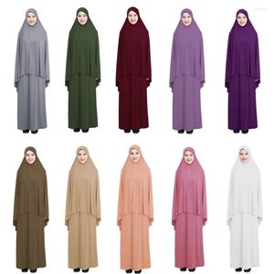 Etnische kleding Ramadan Moslim Gebed Gedelement Islamitische Khimar Lange hijab sjaal Jilbab Arabische jurk Abaya Midden -Oosten Worship Service Volledige omslag