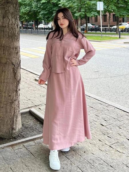 Vêtements ethniques Ramadan Muslim Set Eid Two Piece Shirt Pantal