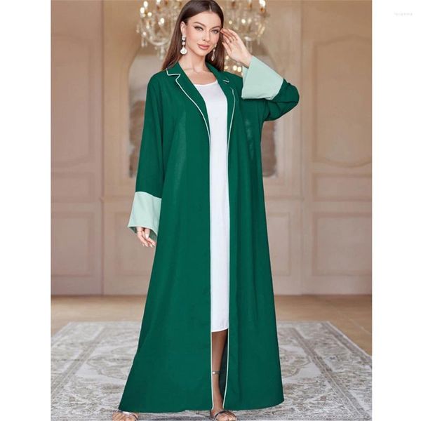 Vêtements ethniques Ramadan Femmes musulmanes Open Front Maxi Robe Abaya Long Manteau Outwear Dubaï Turquie Kimono Cardigan Marocain Hijab Robe Robe