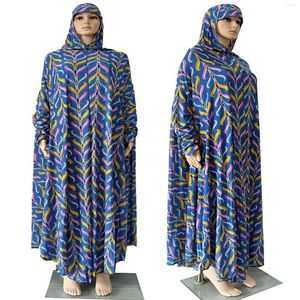 Etnische kleding Ramadan Moslimvrouwen Gebedskledingstuk Bloemenprints Jurk met capuchon Islamjurk Plus maat Lang Saoedi-Afrika Robe313h