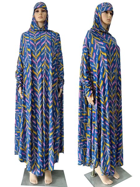 Vêtements ethniques Ramadan femmes musulmanes prière vêtement imprimés floraux Robe à capuche Islam Robe grande taille longue Arabie saoudite Robe 230324