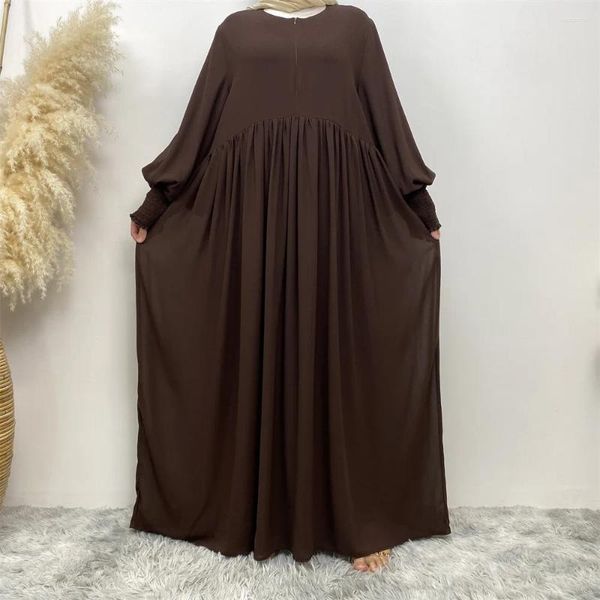 Vêtements ethniques Ramadan One Piece Abaya Robe Élastique Poignet Poignet Modeste Prière Maxi Robes Avant Zipper Abayas pour Femmes Dubaï Islamique