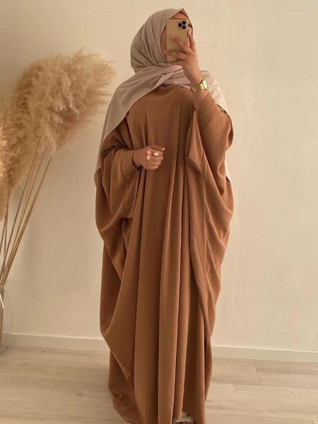 Vêtements ethniques Ramadan One Piece Prière Musulman Abaya Robe Dubaï Nida Batwing Manches Abayas Pour Femmes Kaftan Hijab Robe Jilbab Islam