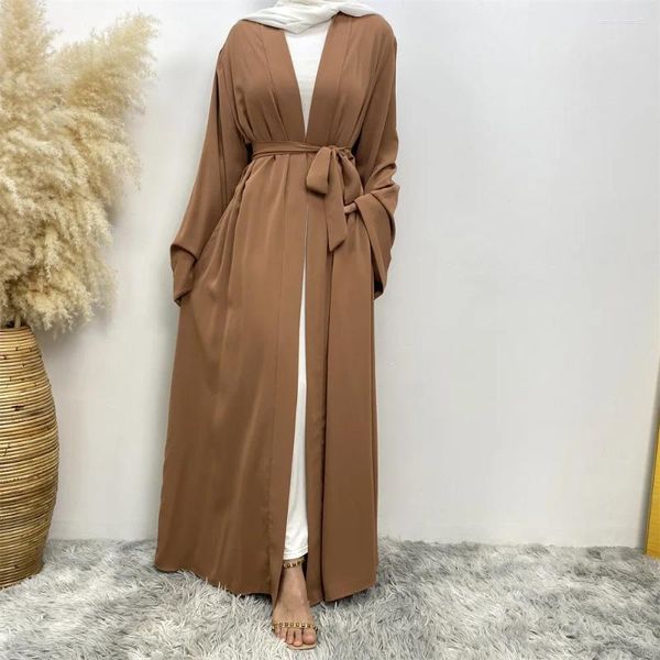 Vêtements ethniques Ramadan Ouvert Abaya Dubaï Turquie Kaftan Musulman Hijab Robe Simple Abayas Pour Femmes Kimono Modeste Robe Femme Caftan Islam