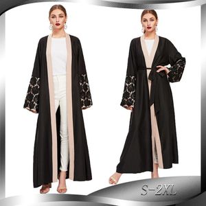 Vêtements ethniques Ramadan ouvert Abaya Islam Kaftan dentelle grande balançoire longue robe 2023 vêtements musulmans Dubai Abayas pour femmes Caftan Jilbab Hijab