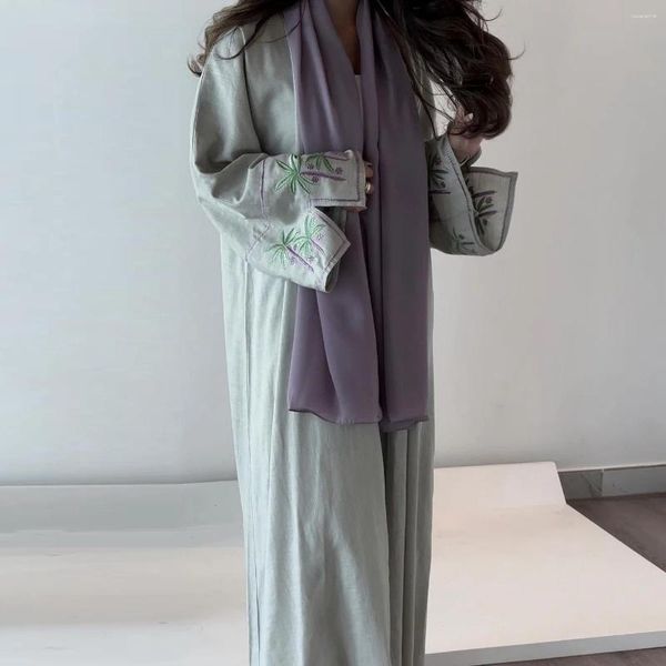 Vêtements ethniques Ramadan Ouvert Abaya avec broderie Dubaï Luxe Musulman Arabe Robe de soirée Saoudienne Abayas pour femmes Kimono Turquie Long Kaftan