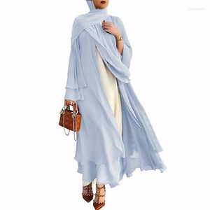 Ramadan Chiffon Open Abaya Dubai Vrouwen Eid Mubarak Kimono Abayas voor vrouwen Moslimjurken Islamkleding Kaftan Hijab Robe Jilbab