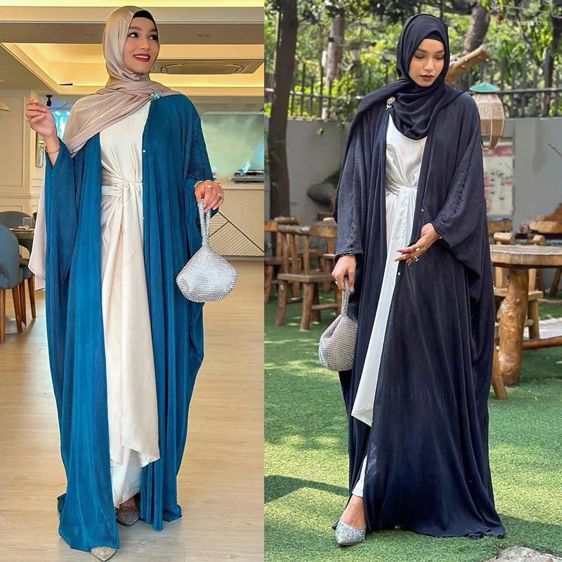 Ropa étnica Ramadán Abierta musulmana Kimono Abaya Dubai Turquía Árabe Jalabiya para mujeres Islam Vestida Hijab Rata Femme Musulmane Kaftans