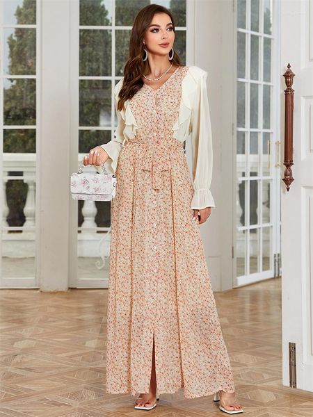 Vêtements ethniques Ramadan Rose Abaya Dubaï Kaftans Robes africaines pour femmes Robe musulmane Robe Femme Musulmane Islamique Turquie