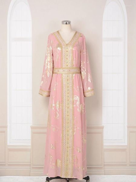 Ropa étnica Ramadán Rosa Vestidos africanos para mujeres Musulmanes Abaya Dubai Turquía Islam Vestido modesto Niqab Jalabiya Robe Femme Musulmane