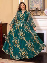 Etnische kleding Ramadan gewaad jurken voor vrouwen 2023 Elegante ENGROIDERY Evening Evening Feest met lange mouwen Dubai Abaya Moslim Casual Dress