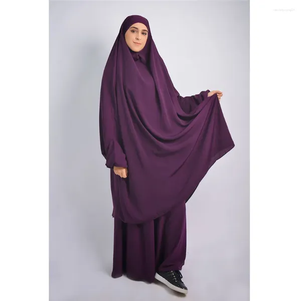 Vêtements ethniques Ramadan Robes Khimar Prière Vêtement Robe 2 pièces Ensemble Musulman Abaya Femmes Hijab Jupe Overhead Turquie Arabe Islamique Colthing