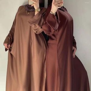 Etnische kleding Ramadan Satijn Abaya Kalkoen Moslim Hijab Jurk Basic Gesloten Abaya Voor Vrouwen Dubai 2024 Afrikaanse Islam Bescheiden Kaftan Gewaad