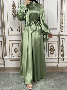 Vêtements ethniques Ramadan Satin Abaya Turquie Islam Pakistan Musulman Hijab Modeste Robe Longue Abayas Pour Femmes Robe Longue Femme Musulmane Robe 230705