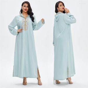 Vêtements ethniques Ramadan Turquie Robe musulmane à capuche Femmes Abaya Caftan marocain Broderie islamique Djellaba Dubai Jilbab Party Vest285c