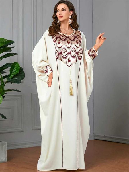 Vêtements ethniques Ramadan Robe modeste musulmane blanche Abaya Dubaï Turquie Islam Abayas Vêtements de prière pour femmes Ka Kaftan Robe Femme Musulmane T240510