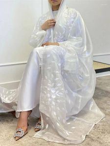 Vêtements ethniques Ramadan Blanc Ouvert Musulman Kimono Abaya Dubaï Turquie Islam Arabe Jalabiya pour Femmes Cardigan Robe Femme Musulmane Kaftans