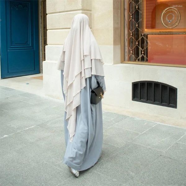 Ropa étnica Ramadan Mujeres musulmanas Khimar 3 Capa Hijab Scarf Turcho Dubai Tocado Eid oración prenda sobre cabeza islámica nikab niqab