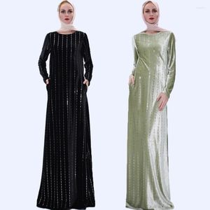 Etnische kleding Ramanda Eid Muslim Abayas Volgde kralen Dikkere Vlevet Lange jurken Women Modest Wear Rabes F2956