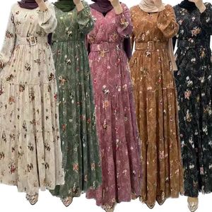 Etnische kleding Ramdan print moslimjurk voor vrouwen Eid Arabisch femme Abaya Islamitische kalkoenavondjurken Elegant Saoedi -Arabië Ching 230616