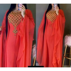 Vêtements ethniques Style de papillon rouge Morocain Longue robe de mariée Abaya Robe de mode florale tendance