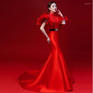 Etnische kleding Rode Chinese trouwjurk Getrouwd Grote maten Cheongsam Oosterse stijl Feestjurken Qipao Modeshows Avondjurken China