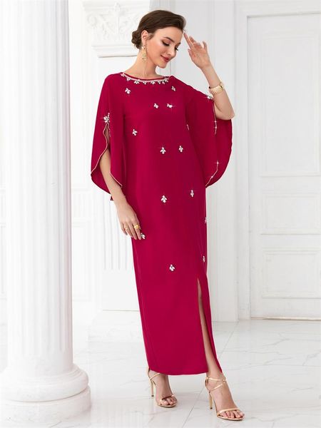 Vêtements ethniques Rouge Ramadan Eid Abaya Dubaï Kaftans Robes africaines pour femmes Robe musulmane Robe Femme Musulmane Islamique Turquie