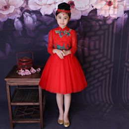 Etnische Kleding Rode Jaar Chinese Jurk Kinderen 2023 Mode Kinderen Cheongsam Baby Meisje Moderne Qipao Vestido Oosterse Jurken Traditionele